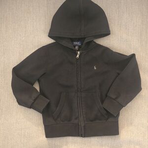 Polo Ralph Lauren Kids Zip Hoodie – Rich Black, Size 4T, Cotton